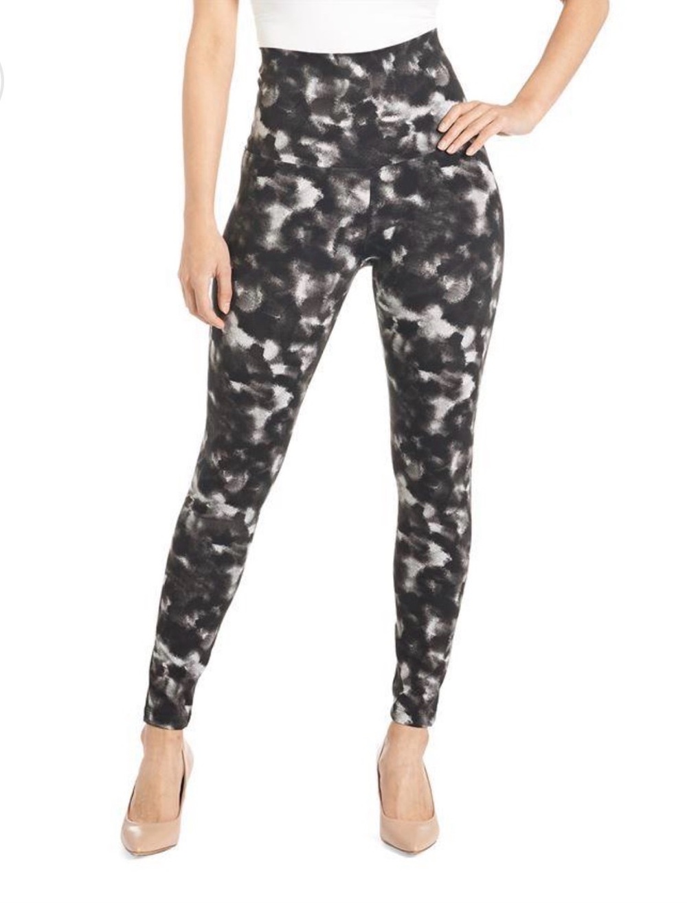 Coco + Carmen Tie Dye Print High-Waist OMG Leggings in Black & White L
